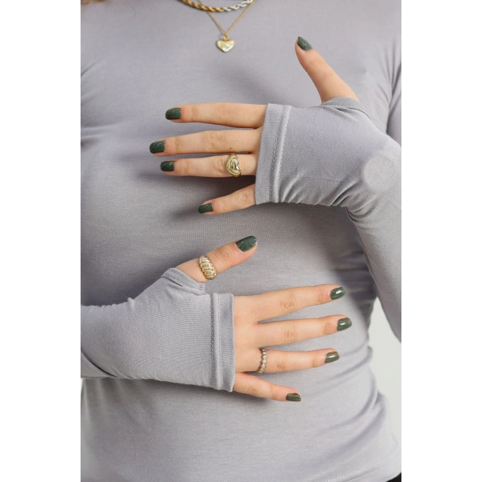 Dik Yaka Parmak Geçmeli Viskon Body Boyalıgri - 40076.599.