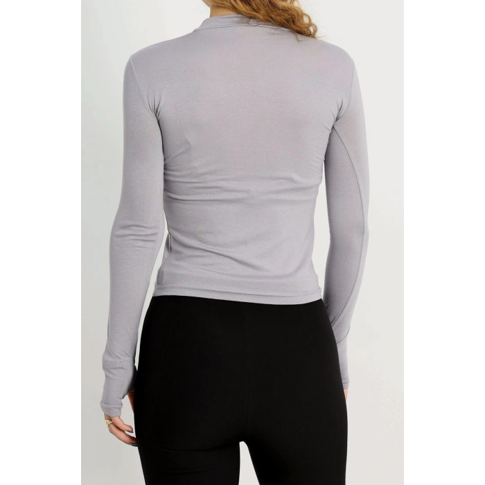 Dik Yaka Parmak Geçmeli Viskon Body Boyalıgri - 40076.599.