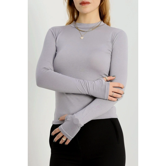 Dik Yaka Parmak Geçmeli Viskon Body Boyalıgri - 40076.599.