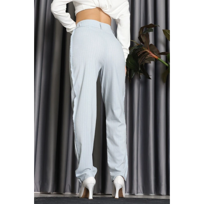 Dikiş Detay Çizgili Pantolon Mavi - 31156.444.