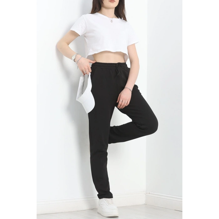 Double Face Kumaş Eşofman Altı Siyah - 40554.1431.