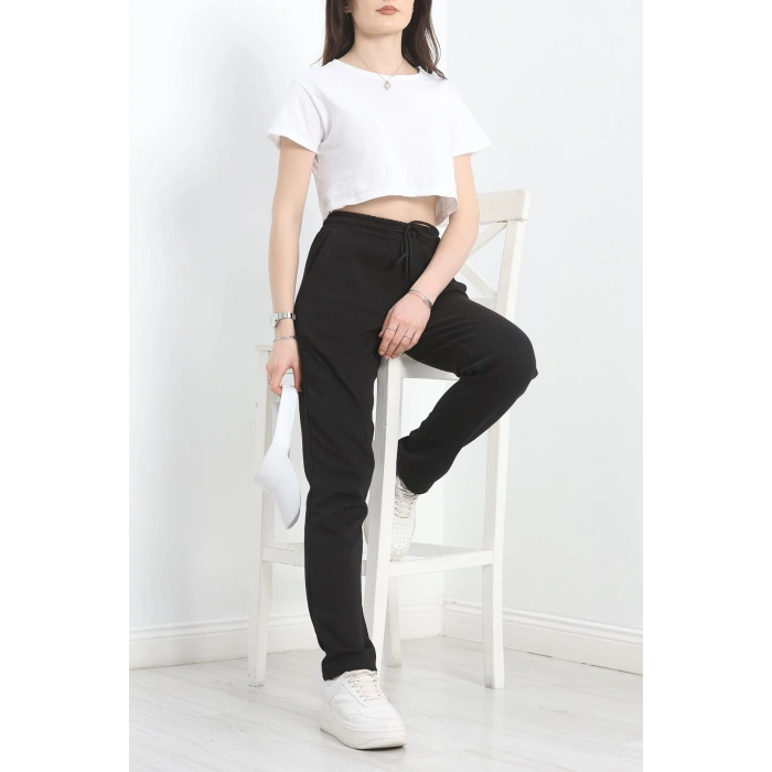 Double Face Kumaş Eşofman Altı Siyah - 40554.1431.