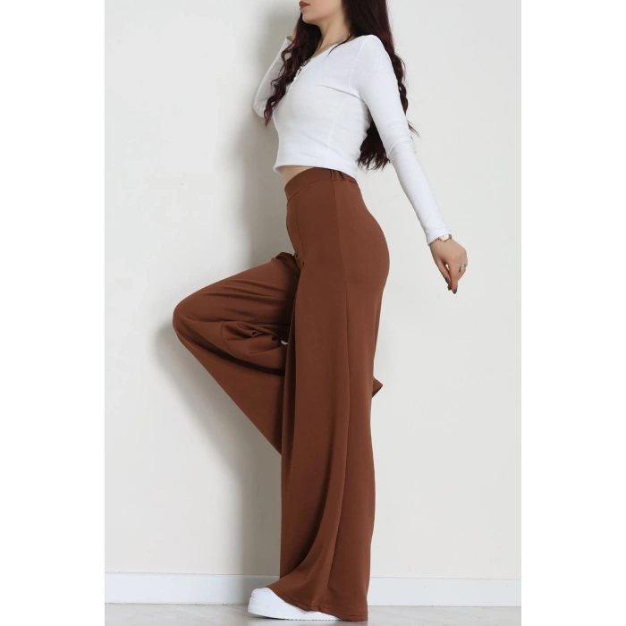Double Krep Kumaş Önden Pileli Pantolon Acıkahve - 42784.1567.