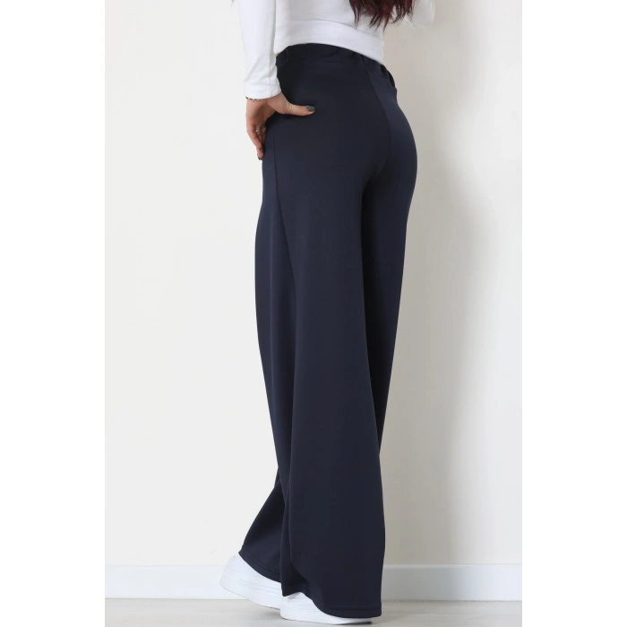 Double Krep Kumaş Önden Pileli Pantolon Lacivert - 42784.1567.