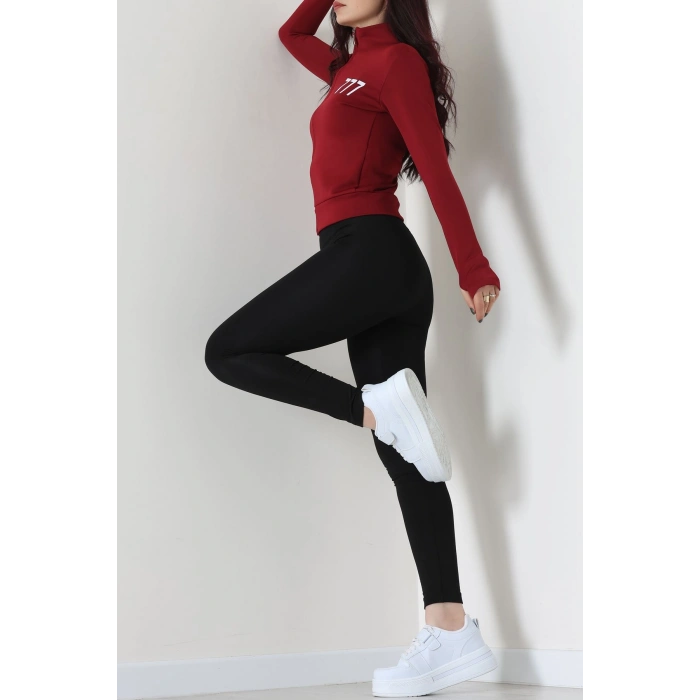 Double Krep Kumaş Parmak Geçmeli Baskılı Ceket Bordo - 42783.1567.