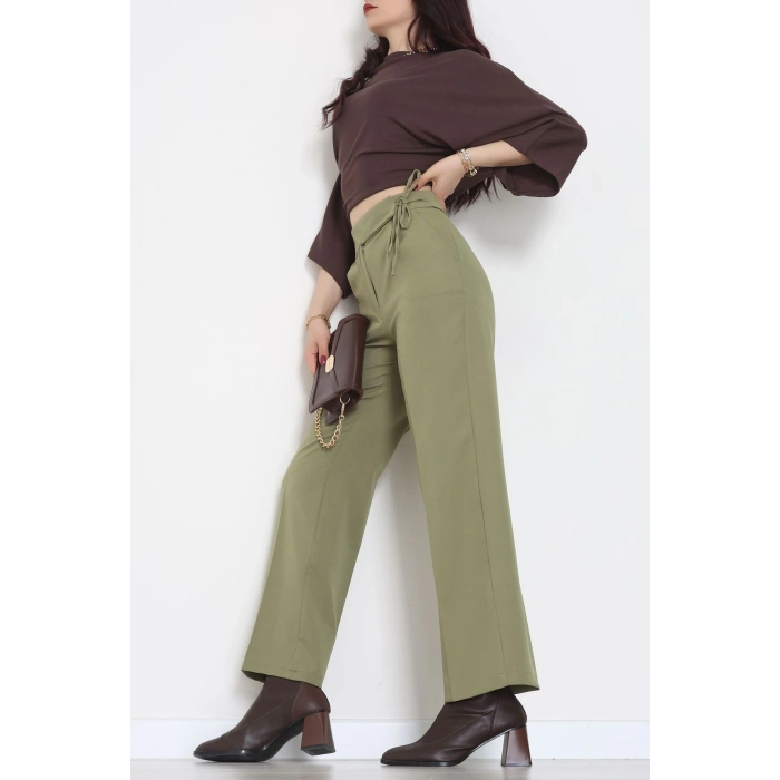 Double Kumaş İp Bağlamalı Palazzo Pantolon Çağla - 51268.683.