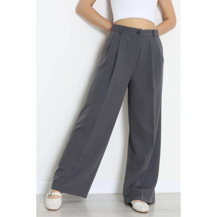 Double Kumaş Palazzo Pantolon Antrasit - 90158.1920.