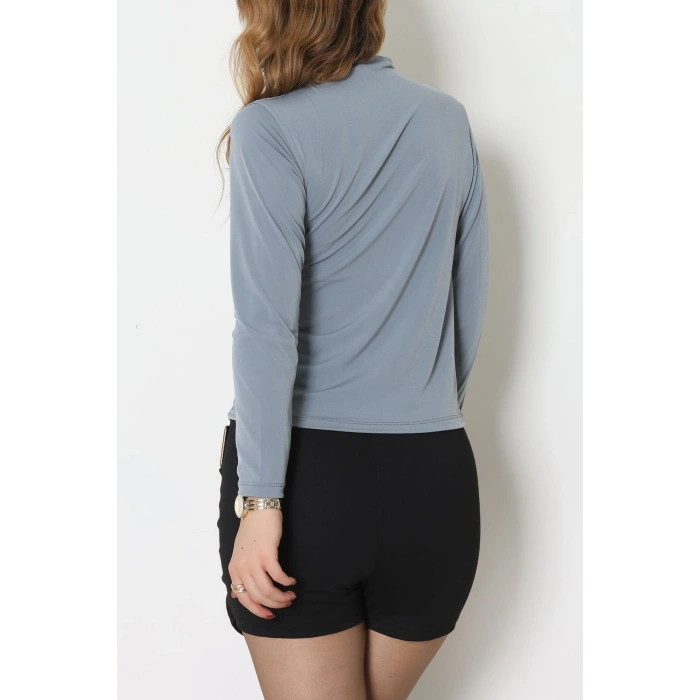 Drape Detay Sandy Bluz Gri - 70698.1949.