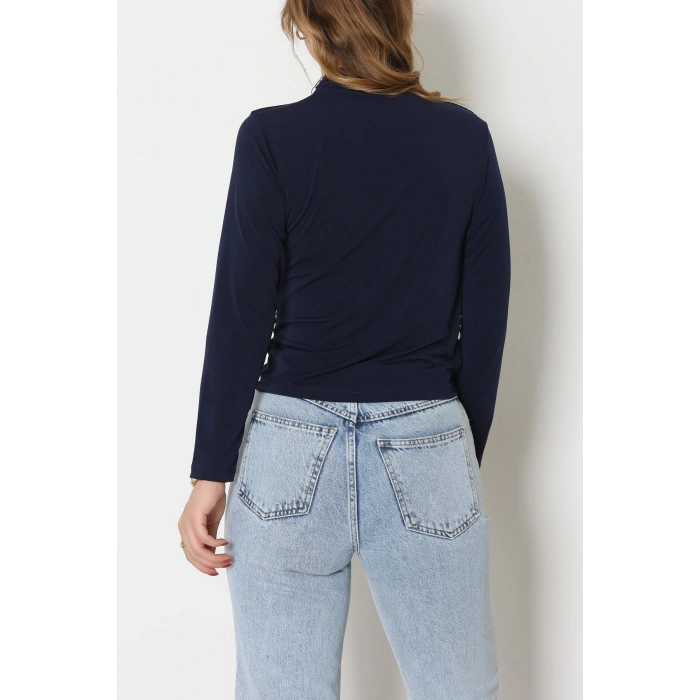 Drape Detay Sandy Bluz Lacivert - 70698.1949.
