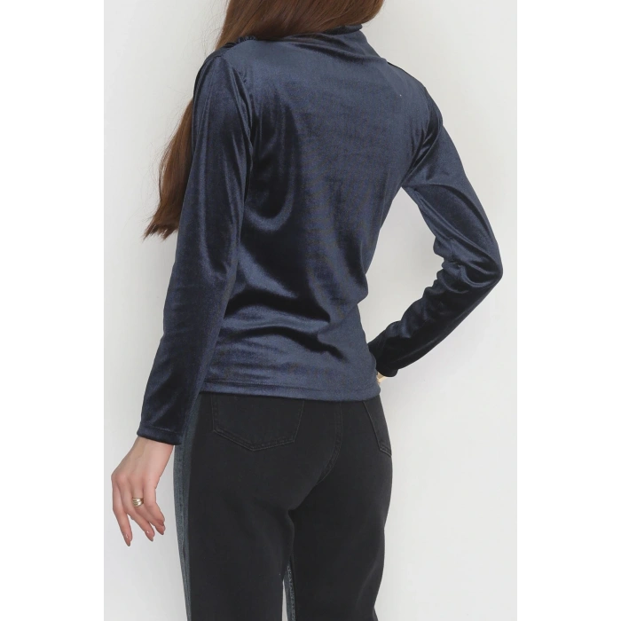 Drape Detaylı Kadife Bluz Antrasit - 42664.1949.