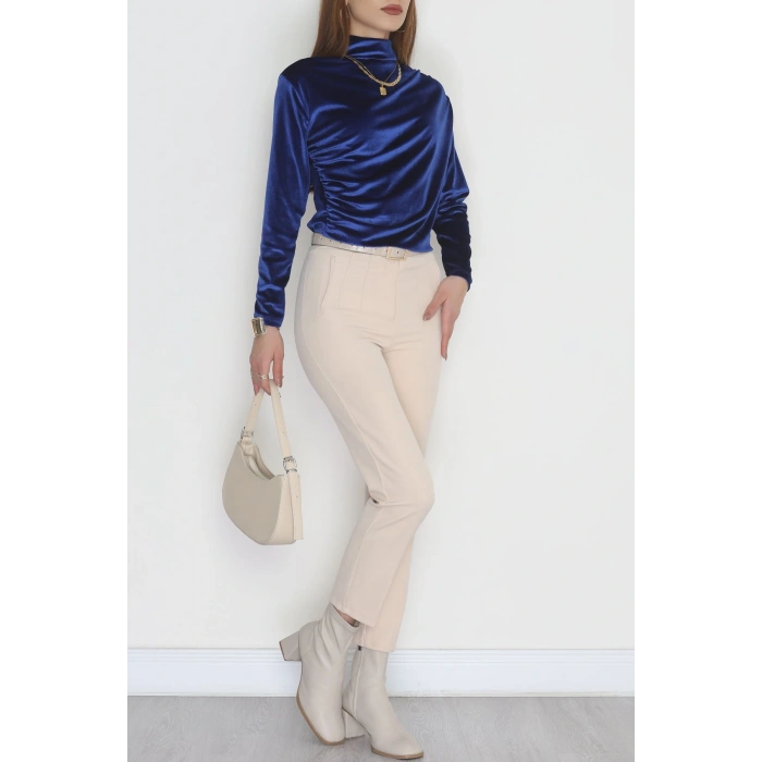 Drape Detaylı Kadife Bluz Saks - 42664.1949.