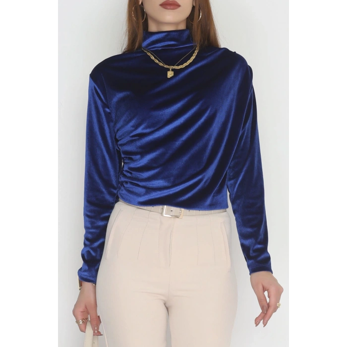 Drape Detaylı Kadife Bluz Saks - 42664.1949.