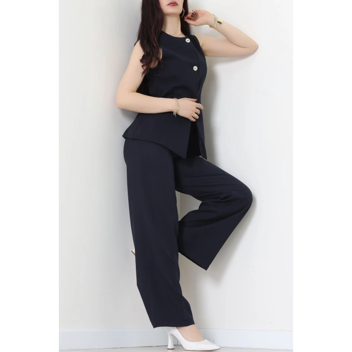 Düğmeli Dabıl İkili Takım Lacivert - 55039.1991.