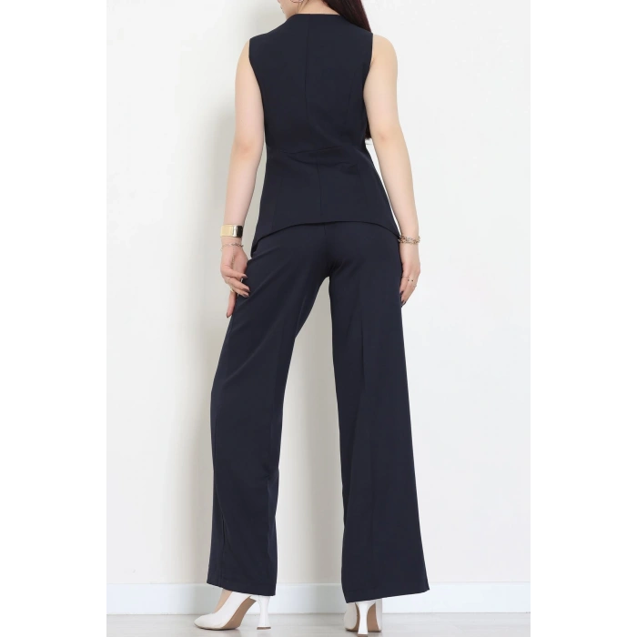 Düğmeli Dabıl İkili Takım Lacivert - 55039.1991.