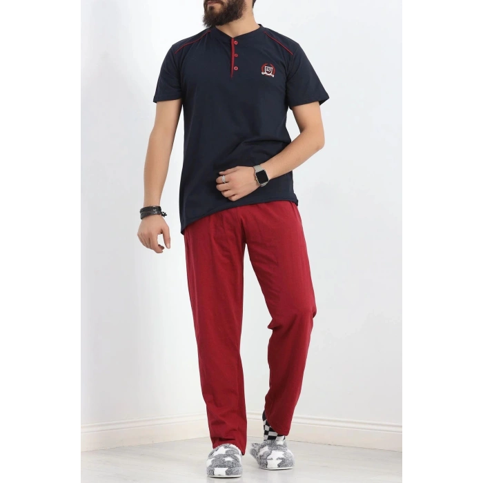 Düğmeli Erkek Pijama Takımı Lacibordo - 17370.1048.