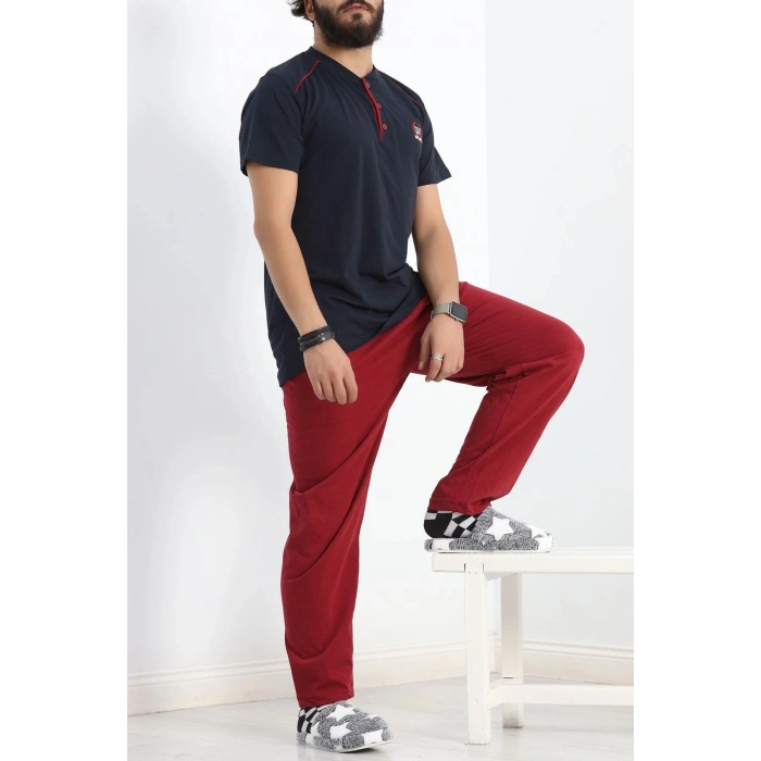Düğmeli Erkek Pijama Takımı Lacibordo - 17370.1048.