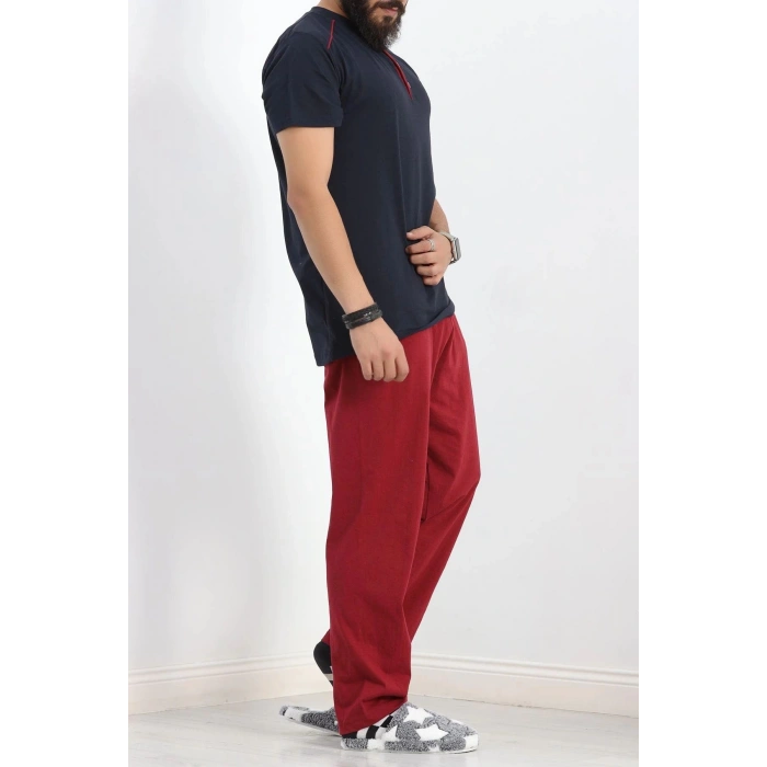 Düğmeli Erkek Pijama Takımı Lacibordo - 17370.1048.