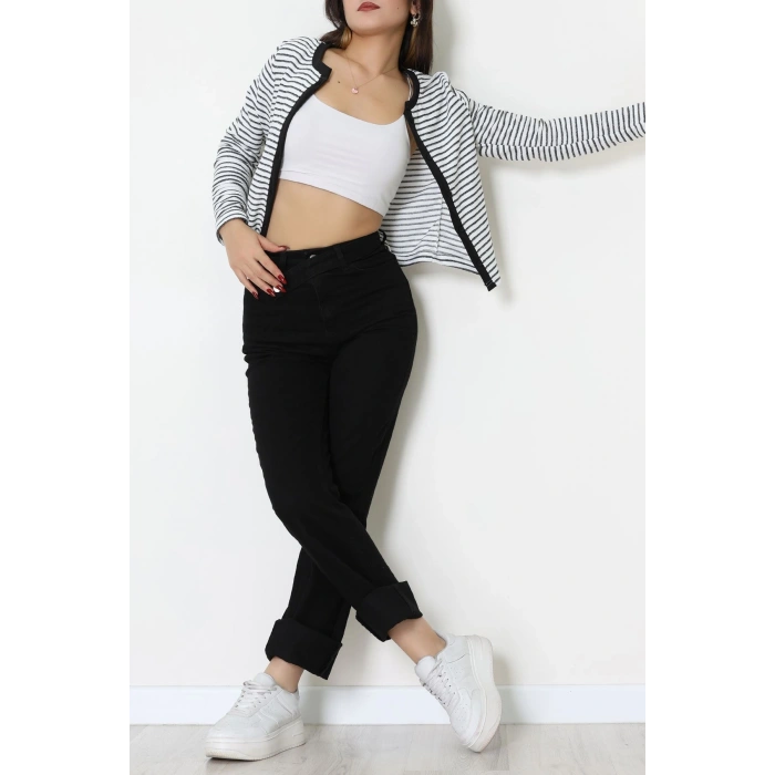 Düğmeli Hırka Beyazsiyah - 31835.2131.