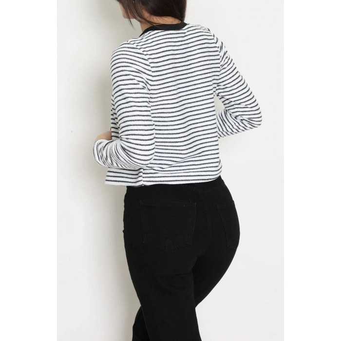 Düğmeli Hırka Beyazsiyah - 31835.2131.