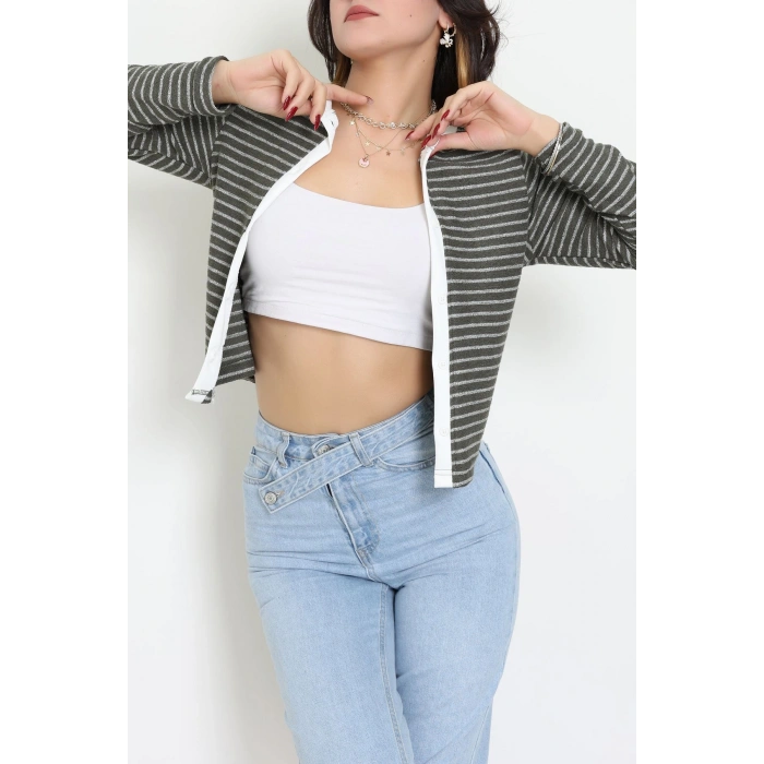 Düğmeli Hırka Haki - 31835.2131.