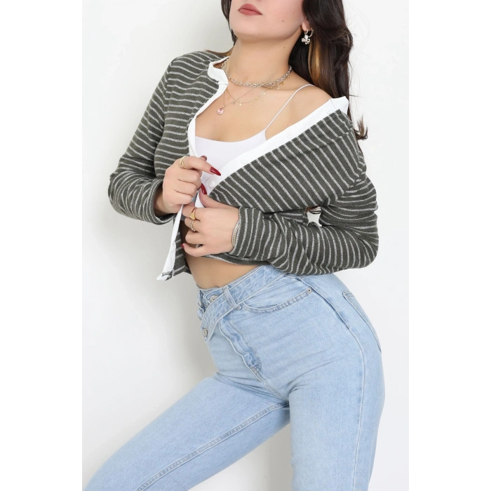 Düğmeli Hırka Haki - 31835.2131.