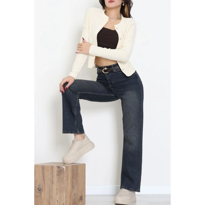 Düğmeli Hırka Krem - 31834.2131.