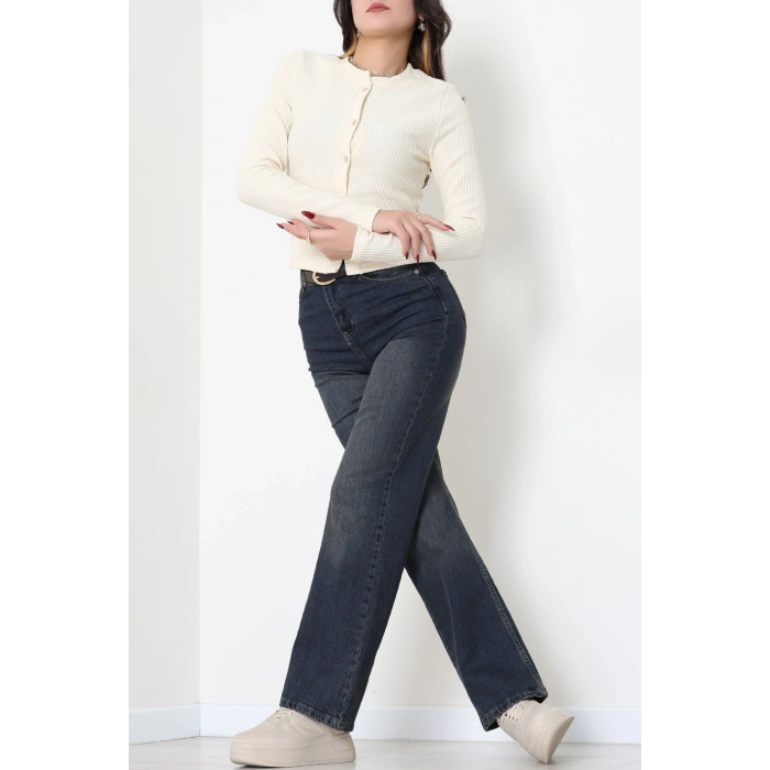 Düğmeli Hırka Krem - 31834.2131.