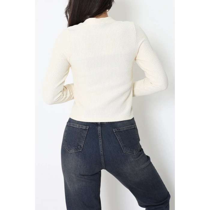 Düğmeli Hırka Krem - 31834.2131.