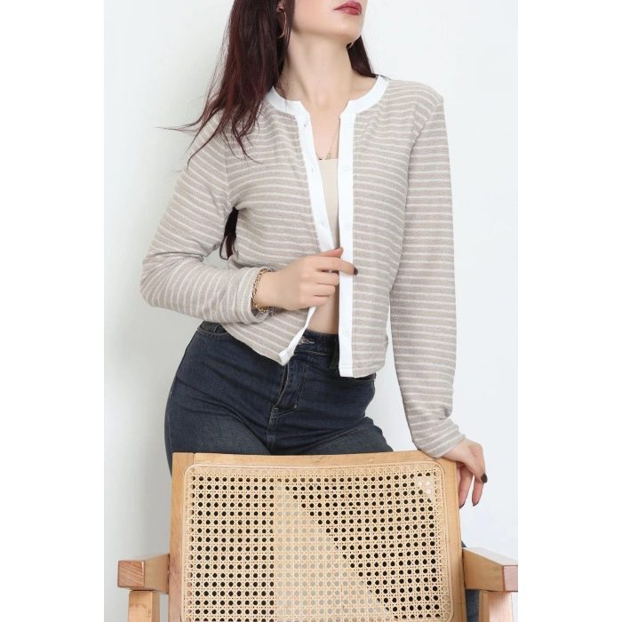 Düğmeli Hırka Krem - 31835.2131.