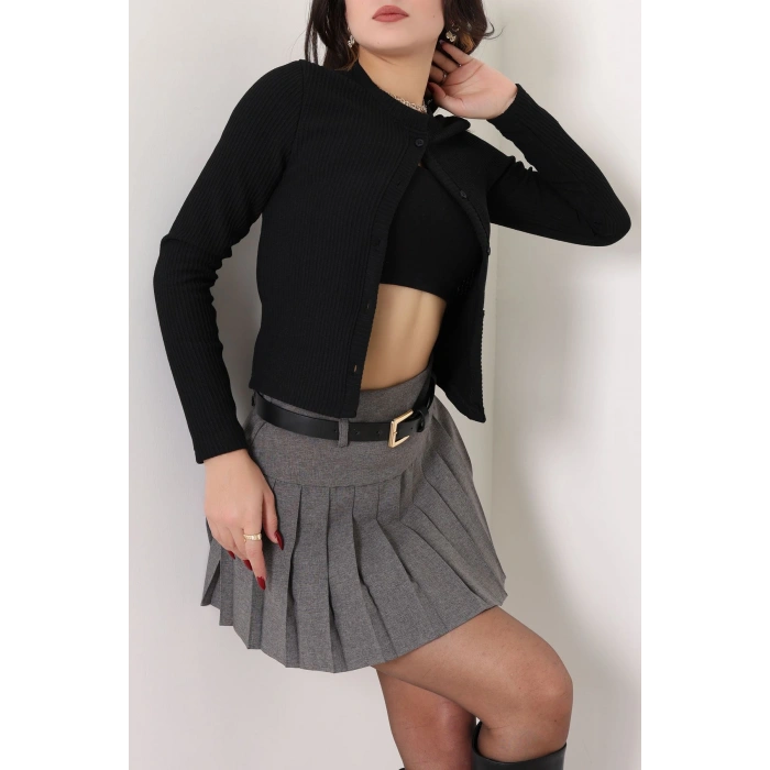 Düğmeli Hırka Siyah - 31834.2131.