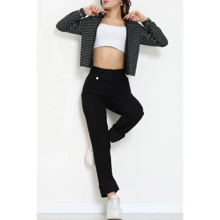 Düğmeli Hırka Siyahbeyaz - 31835.2131.