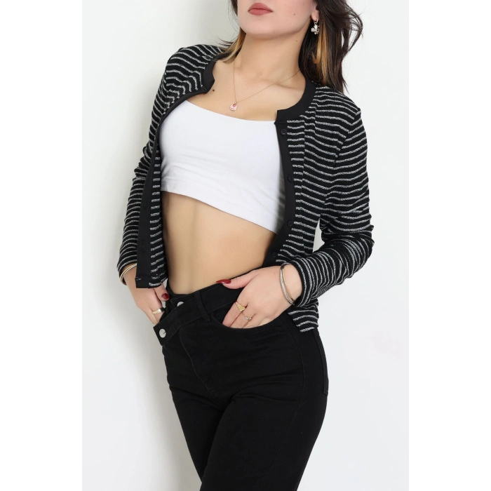 Düğmeli Hırka Siyahbeyaz - 31835.2131.