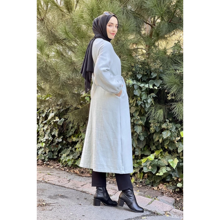 Düğmeli Kaşe Kap Bebe Mavisi