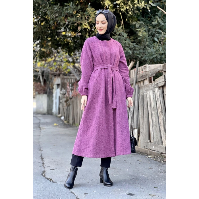 Düğmeli Kaşe Kap Mürdüm