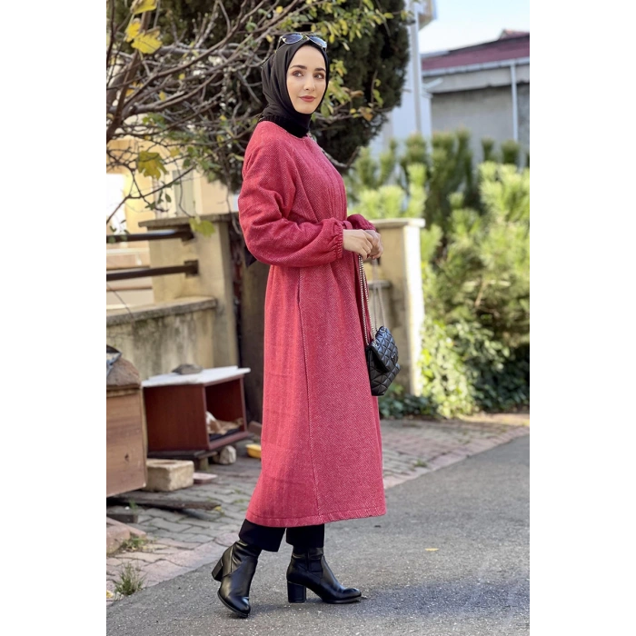 Düğmeli Kaşe Kap Nar Çiçeği