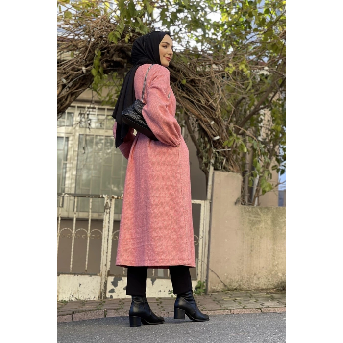 Düğmeli Kaşe Kap Somon