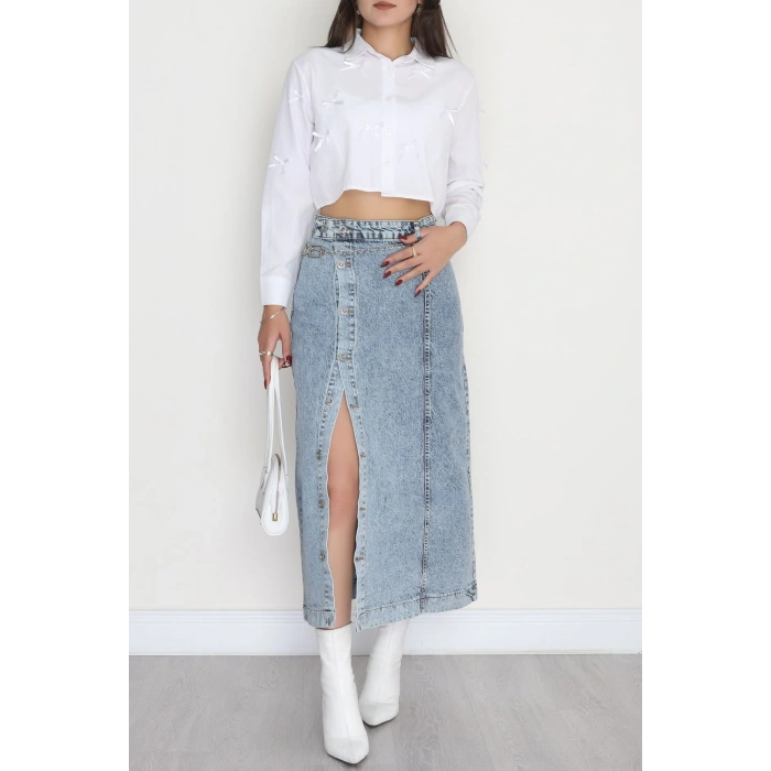 Düğmeli Kot Etek Karyıkama - 31556.2088.