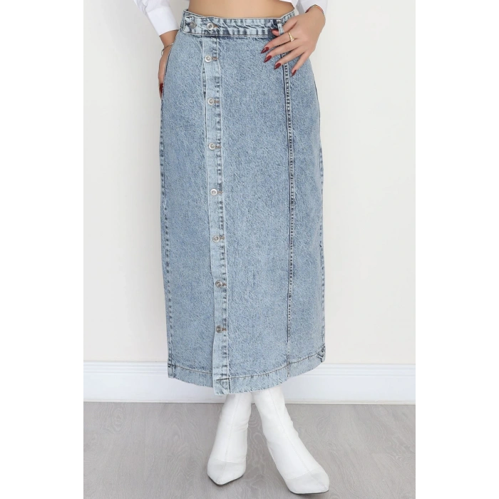 Düğmeli Kot Etek Karyıkama - 31556.2088.