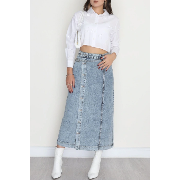 Düğmeli Kot Etek Karyıkama - 31556.2088.