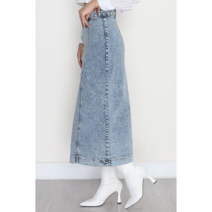 Düğmeli Kot Etek Karyıkama - 31556.2088.