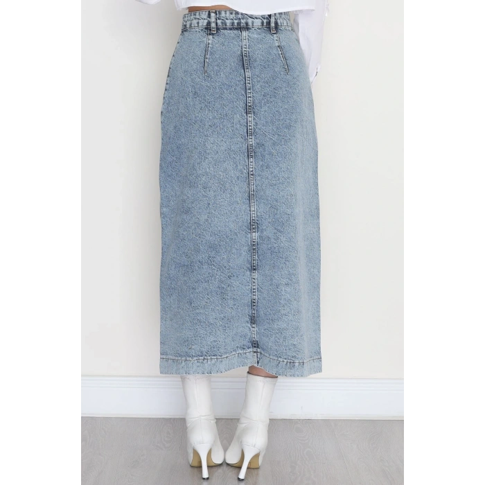 Düğmeli Kot Etek Karyıkama - 31556.2088.