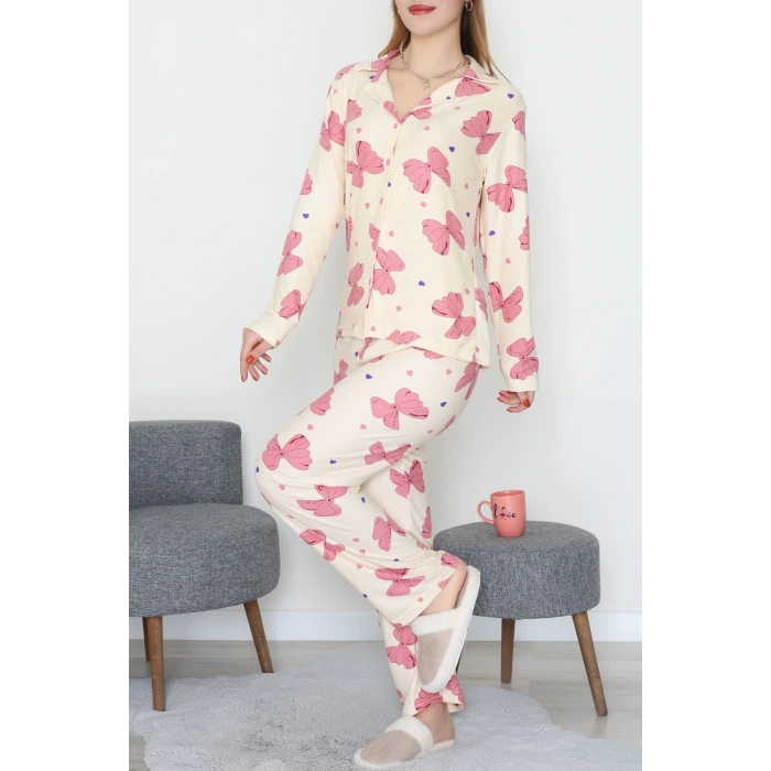 Düğmeli Süet Takım Pembebej - 450.1287.