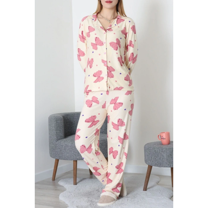 Düğmeli Süet Takım Pembebej - 450.1287.