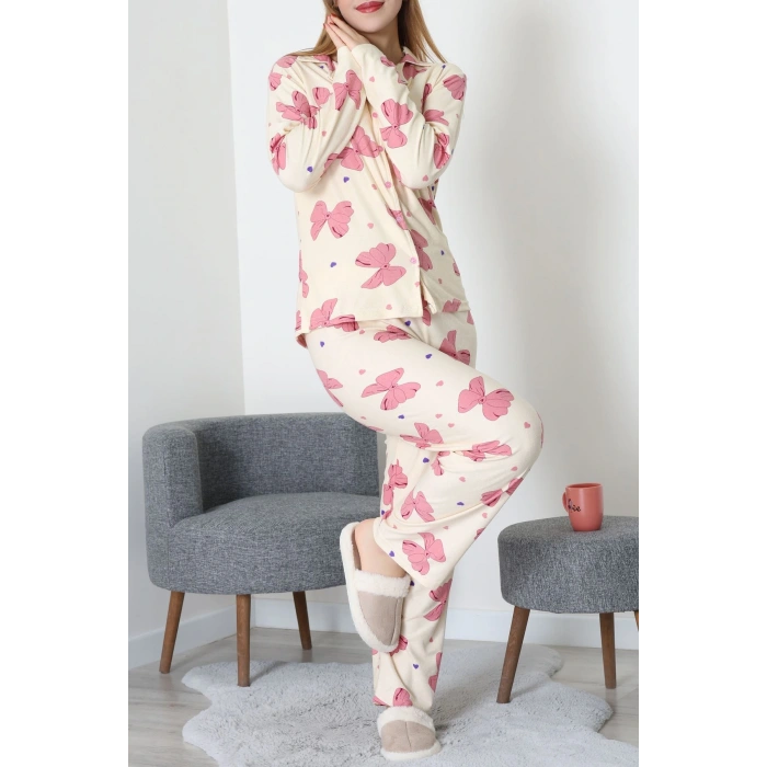 Düğmeli Süet Takım Pembebej - 450.1287.