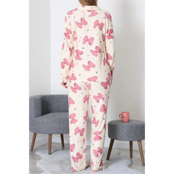 Düğmeli Süet Takım Pembebej - 450.1287.