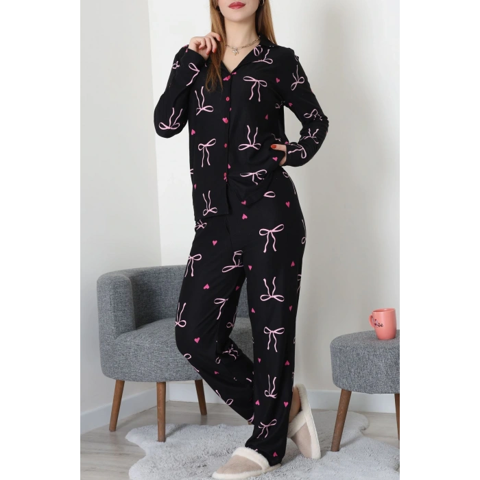 Düğmeli Süet Takım Pembekurdele - 450.1287.