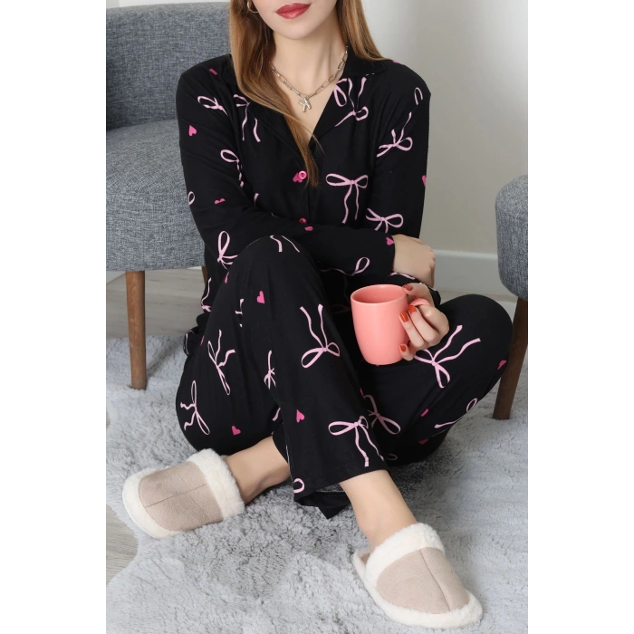 Düğmeli Süet Takım Pembekurdele - 450.1287.