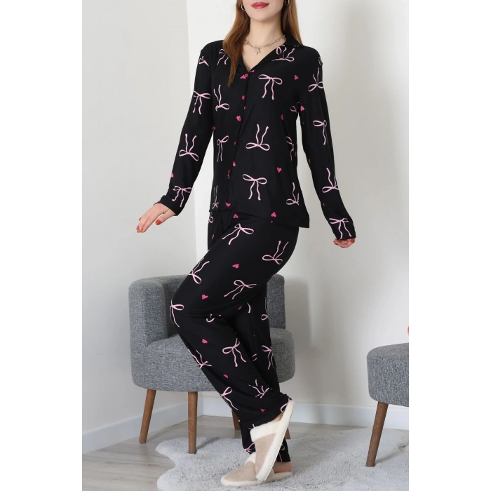 Düğmeli Süet Takım Pembekurdele - 450.1287.