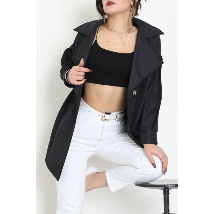 Düğmeli Trençkot Siyah - 7578.179.