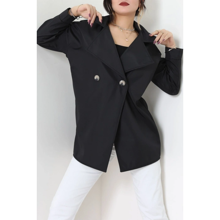 Düğmeli Trençkot Siyah - 7578.179.